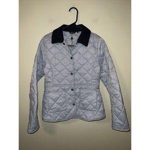Barbour Women's Gray Quilted Jacket Brown Corduroy Collar US Size 4